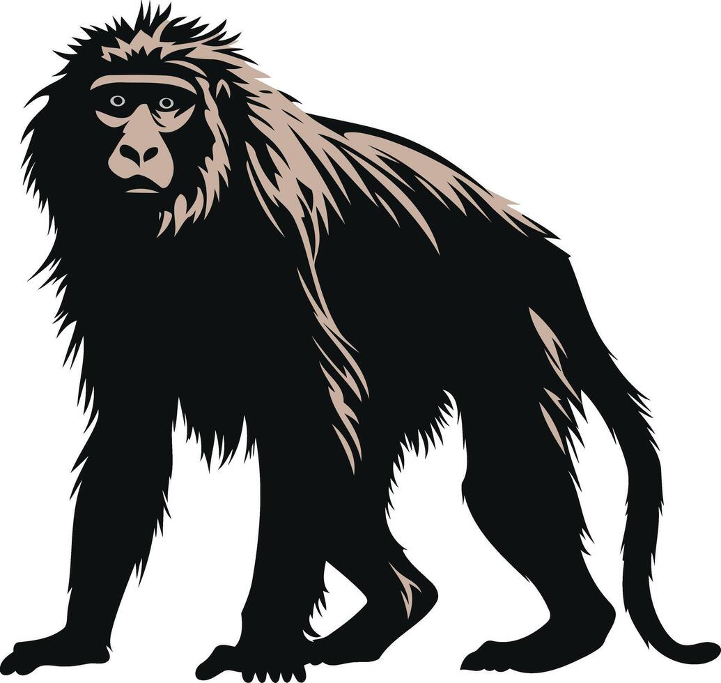 Silhouette of a Standing Baboon vector
