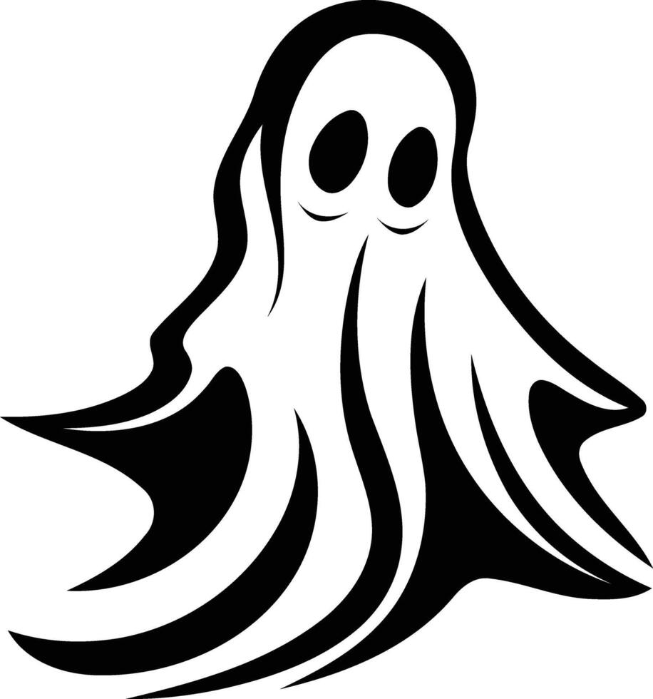 Simple, spooky black and white illustration of a ghost, perfect for halloween designs, decorations, and spooky graphics vector