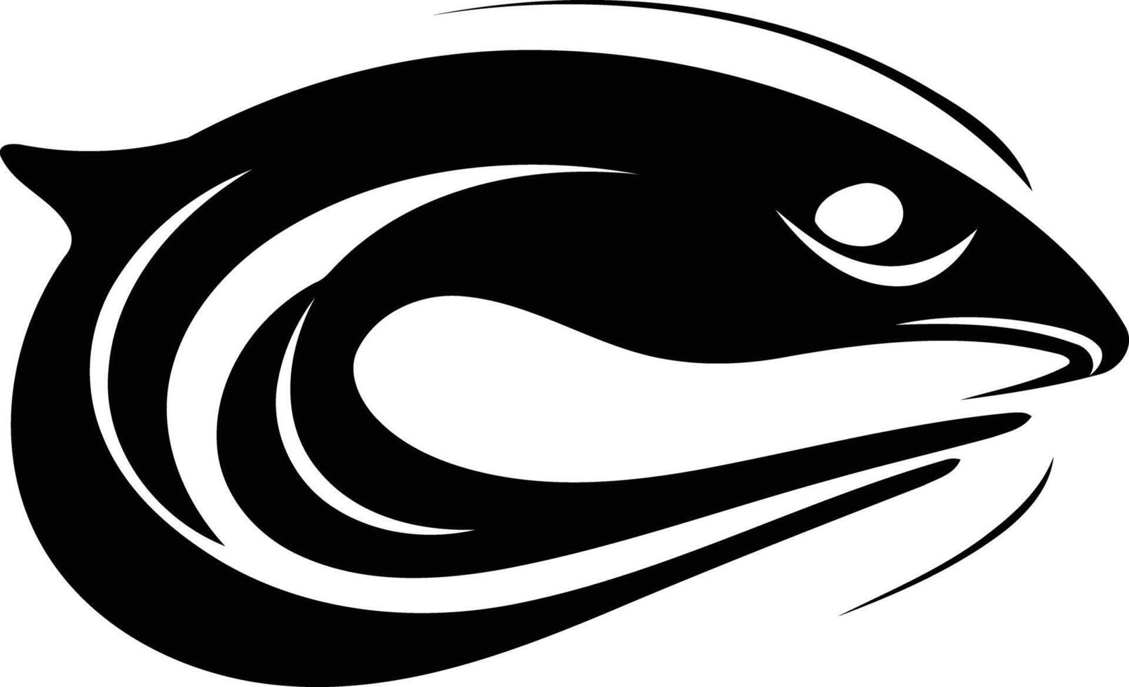 Abstract black and white logo design featuring a stylized fish, perfect for branding and graphic design projects vector