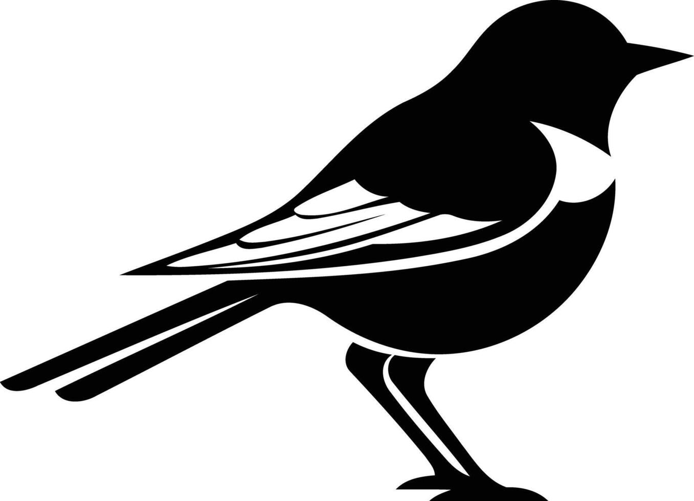 Simple, black and white illustration of a stylized bird vector