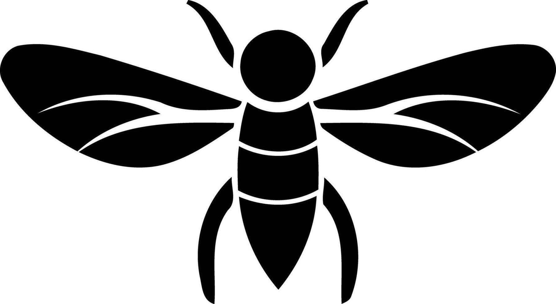 A simple, minimalist black and white illustration of a bee vector