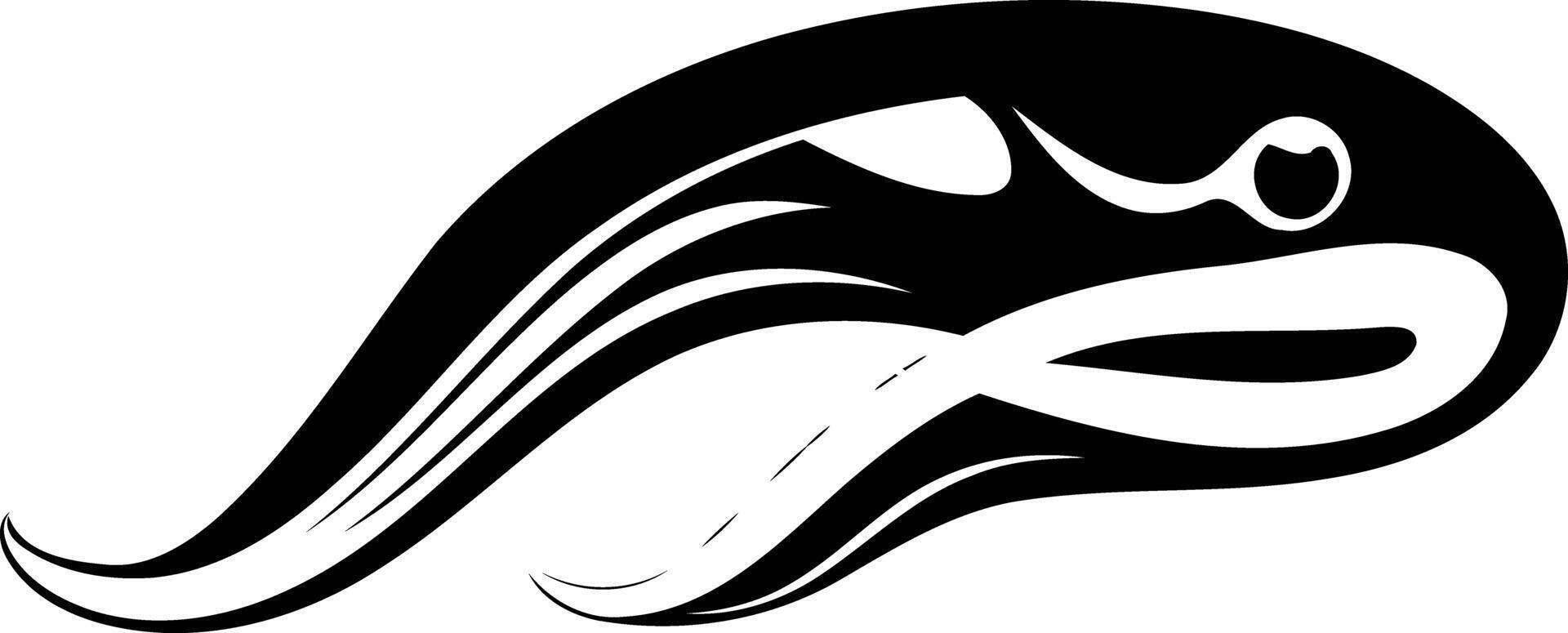 Abstract whale logo design in black and white vector