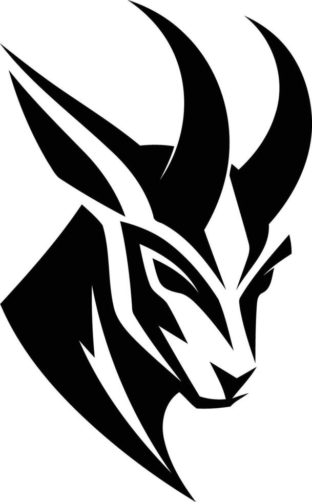 A fierce and stylized black and white illustration of a goat's head, perfect for branding, logos, or tattoo designs vector