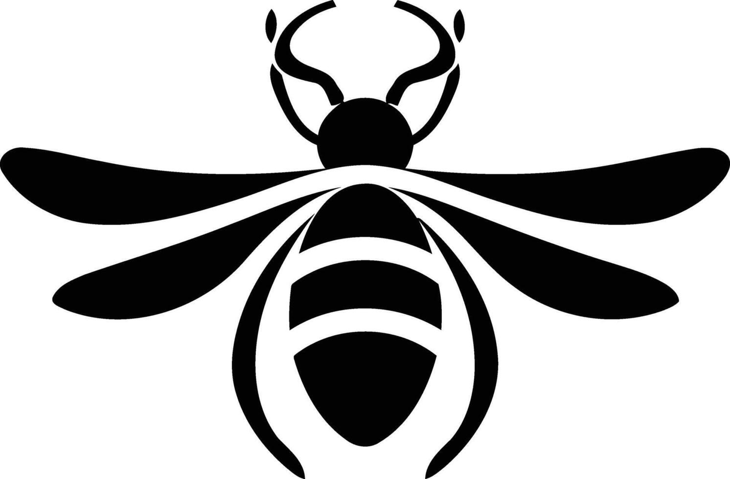 A stylized bee silhouette in black and white, perfect for tattoos, logos, or other designs vector