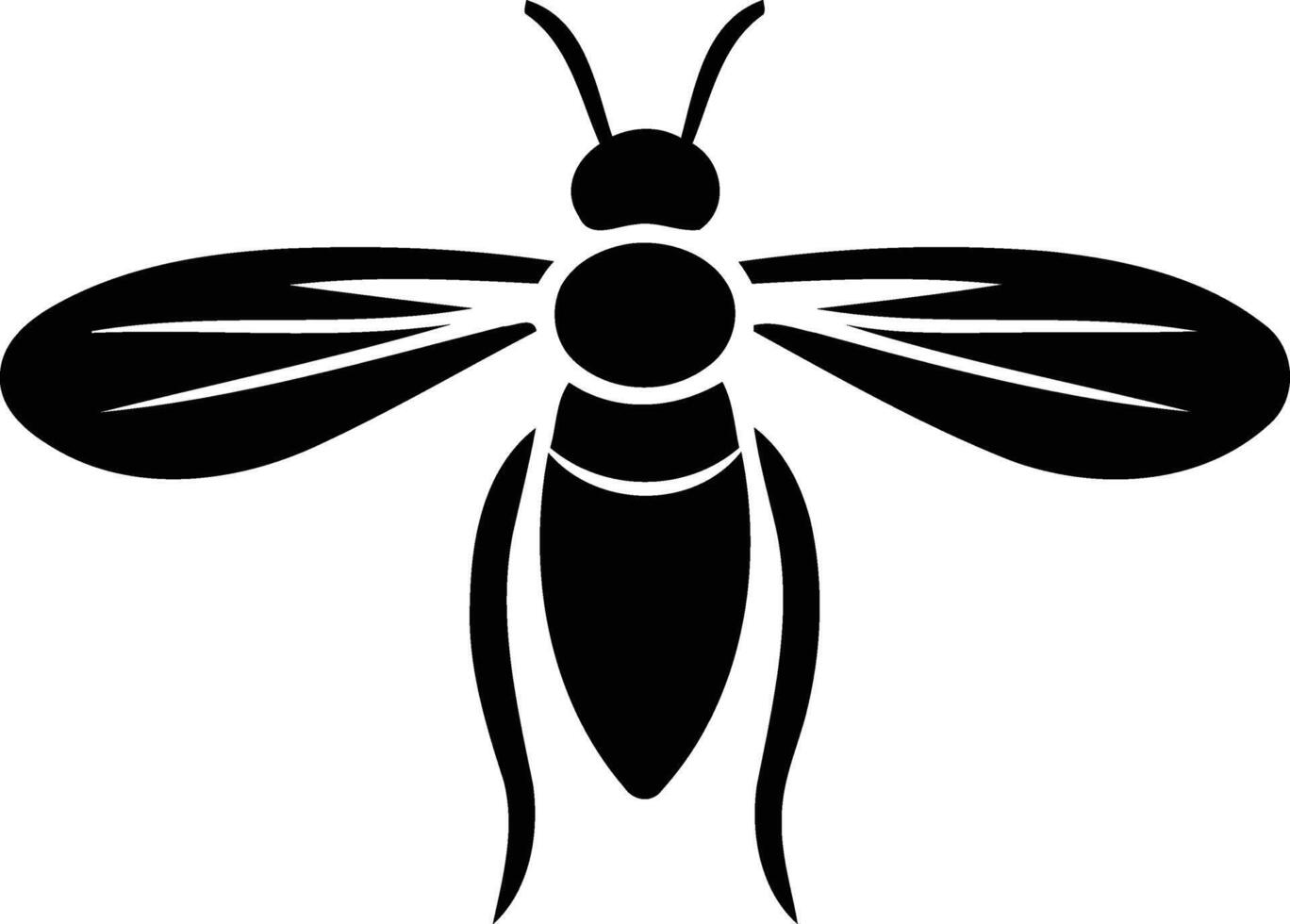 A simple, bold silhouette of a bee, perfect for illustrating concepts related to nature, pollination, and the environment vector