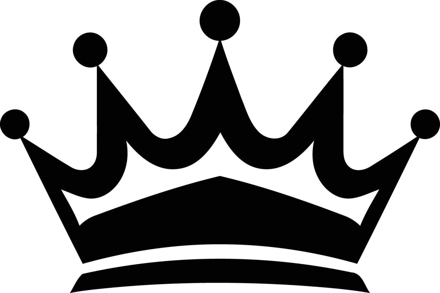 Simple black and white crown icon, perfect for websites, apps, and branding vector