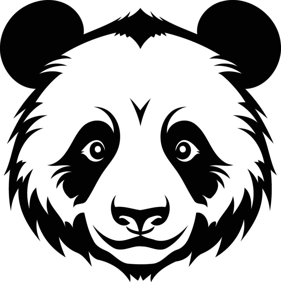 Black and white element illustration of a panda bear head in profile vector