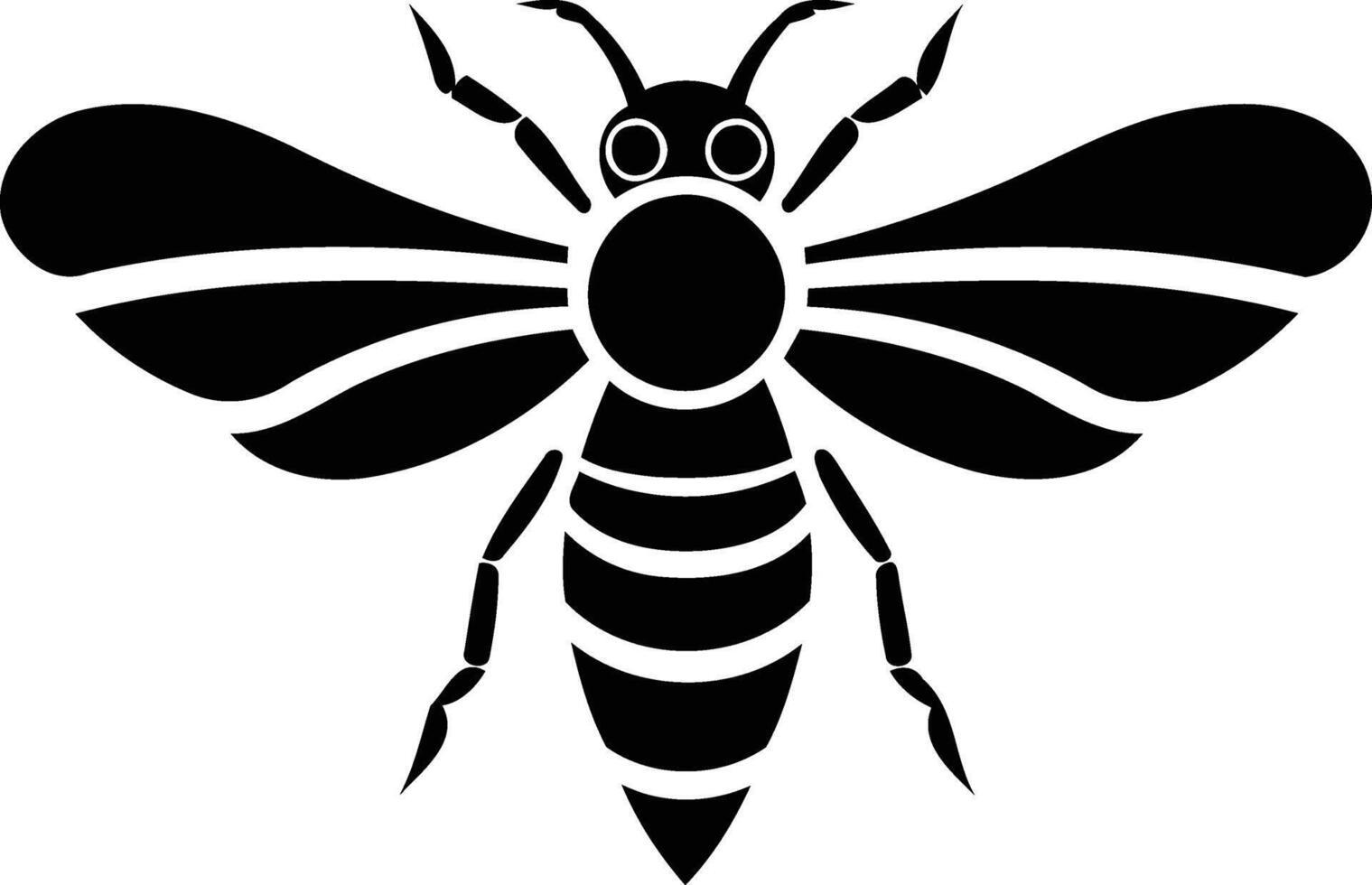 A bold, stylized silhouette of a bee, perfect for design projects related to nature, sustainability, or industry vector