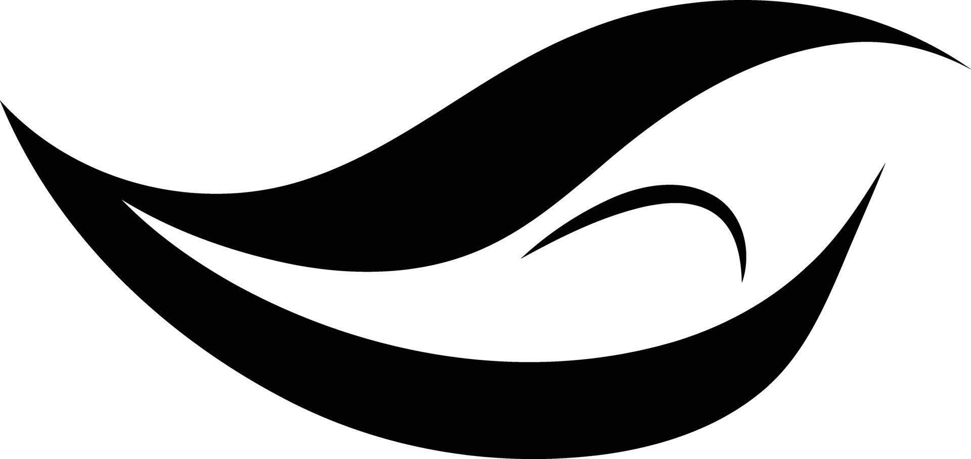Simple, elegant black and white logo design featuring a stylized leaf or wave shape vector