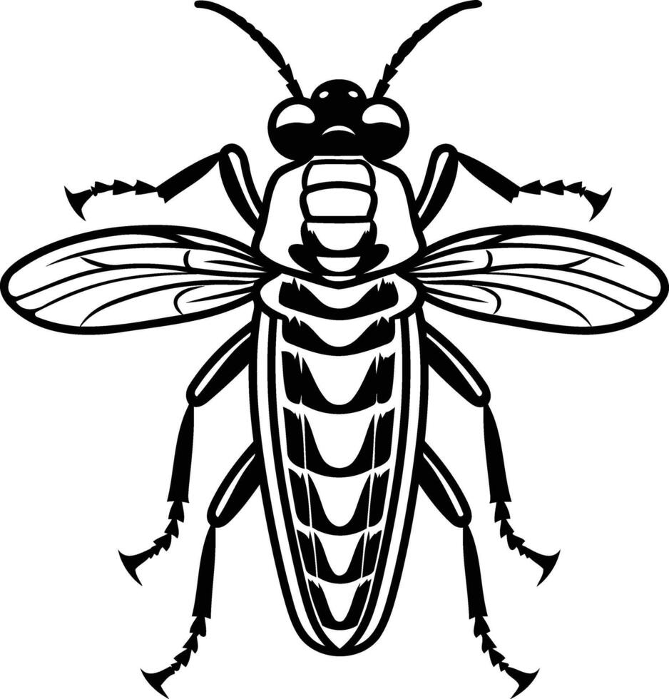 Black and white element illustration of a bee, perfect for tattoo design, logo, or vintage graphic vector