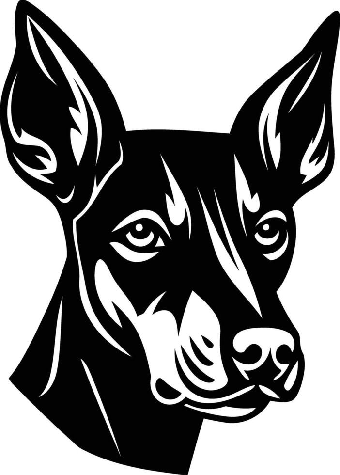 A striking black and white illustration of a dog's head, perfect for tattoo designs, branding, and pet-related projects vector