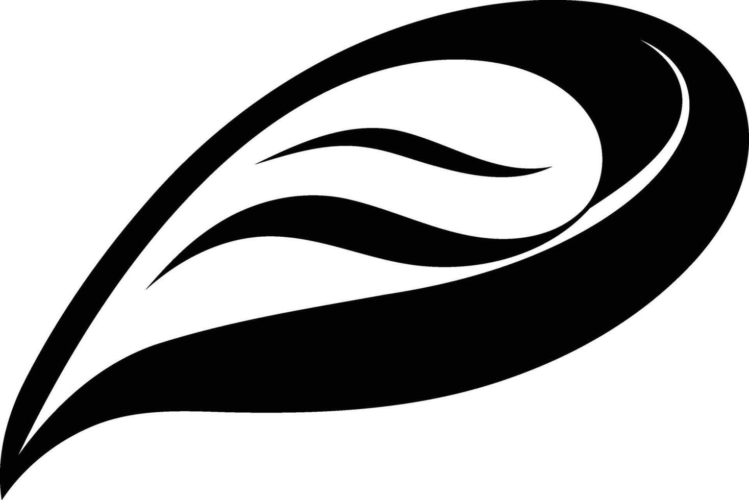 Abstract black and white element illustration of a stylized leaf vector