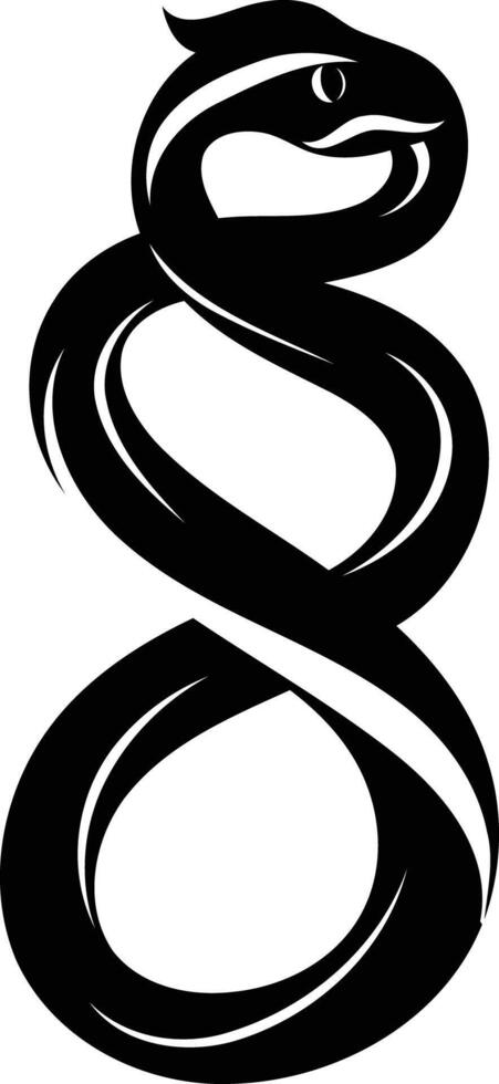 Black and white tattoo design of a snake forming a figure eight vector