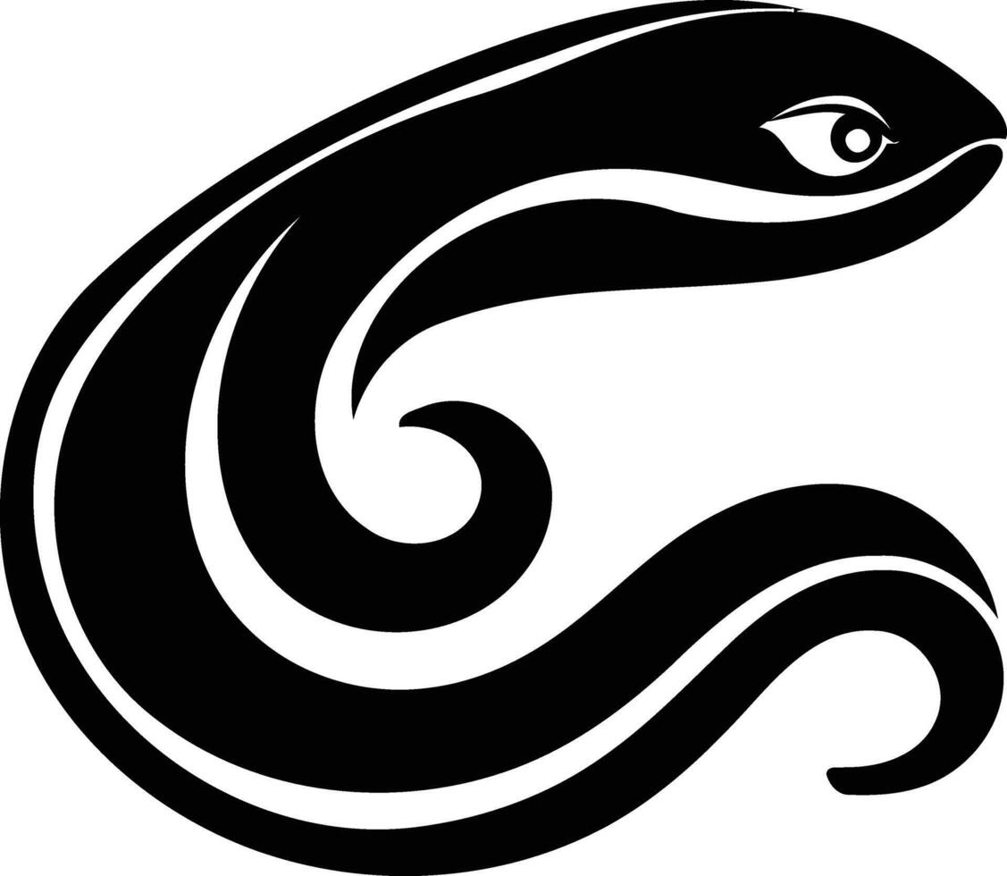 Stylized black and white snake tattoo design vector