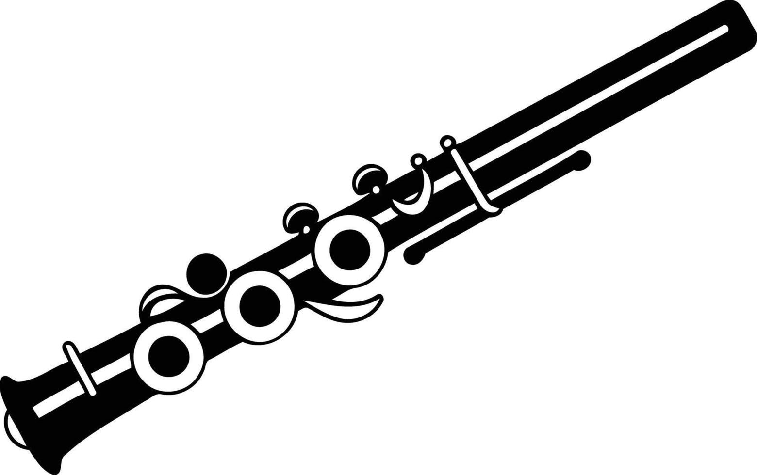 A simple silhouette of a flute, perfect for music-related projects, websites, and presentations vector