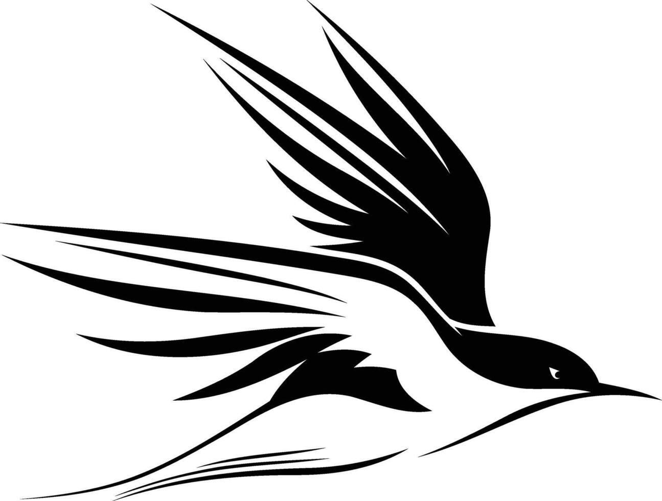 Stylized black and white bird tattoo design vector