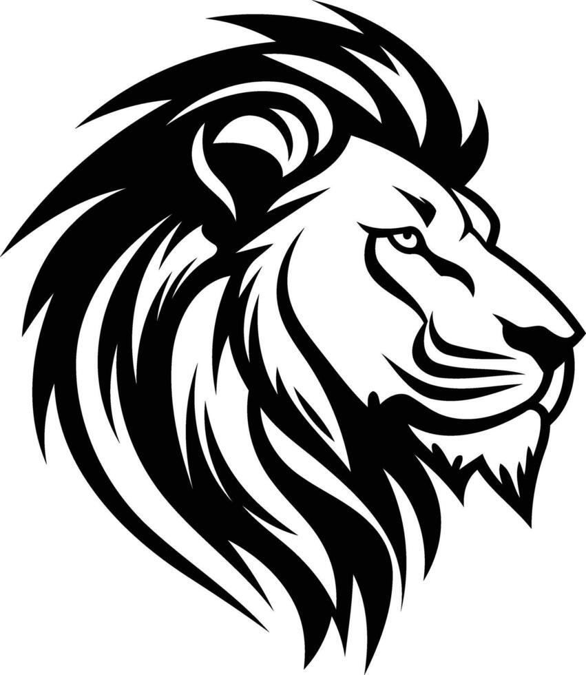 Bold black and white lion head tattoo design, perfect for a masculine and fierce look vector