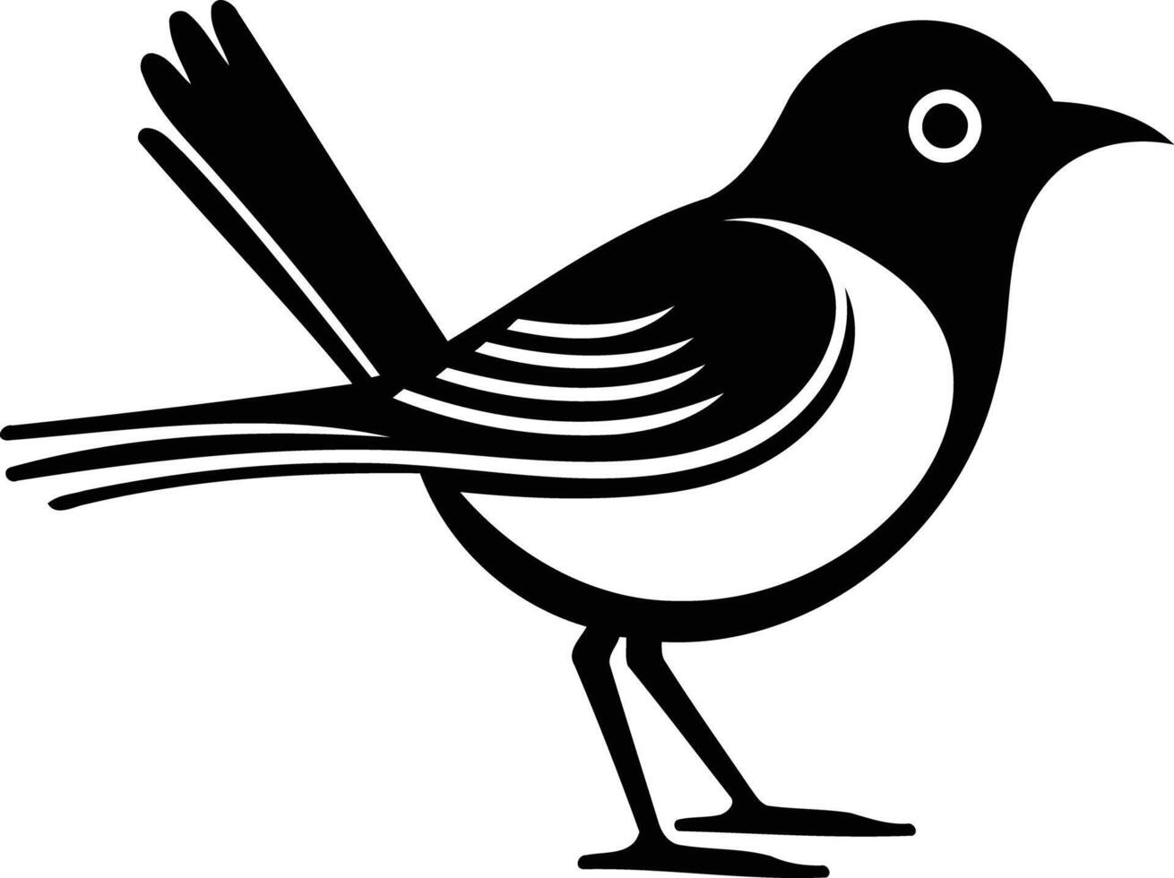 A simple, bold black and white illustration of a bird vector