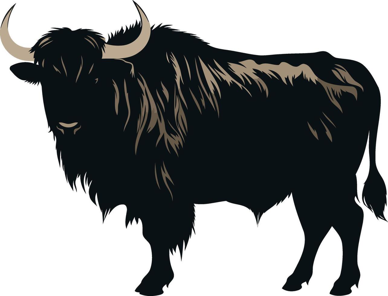 Silhouette of a Standing Yak vector