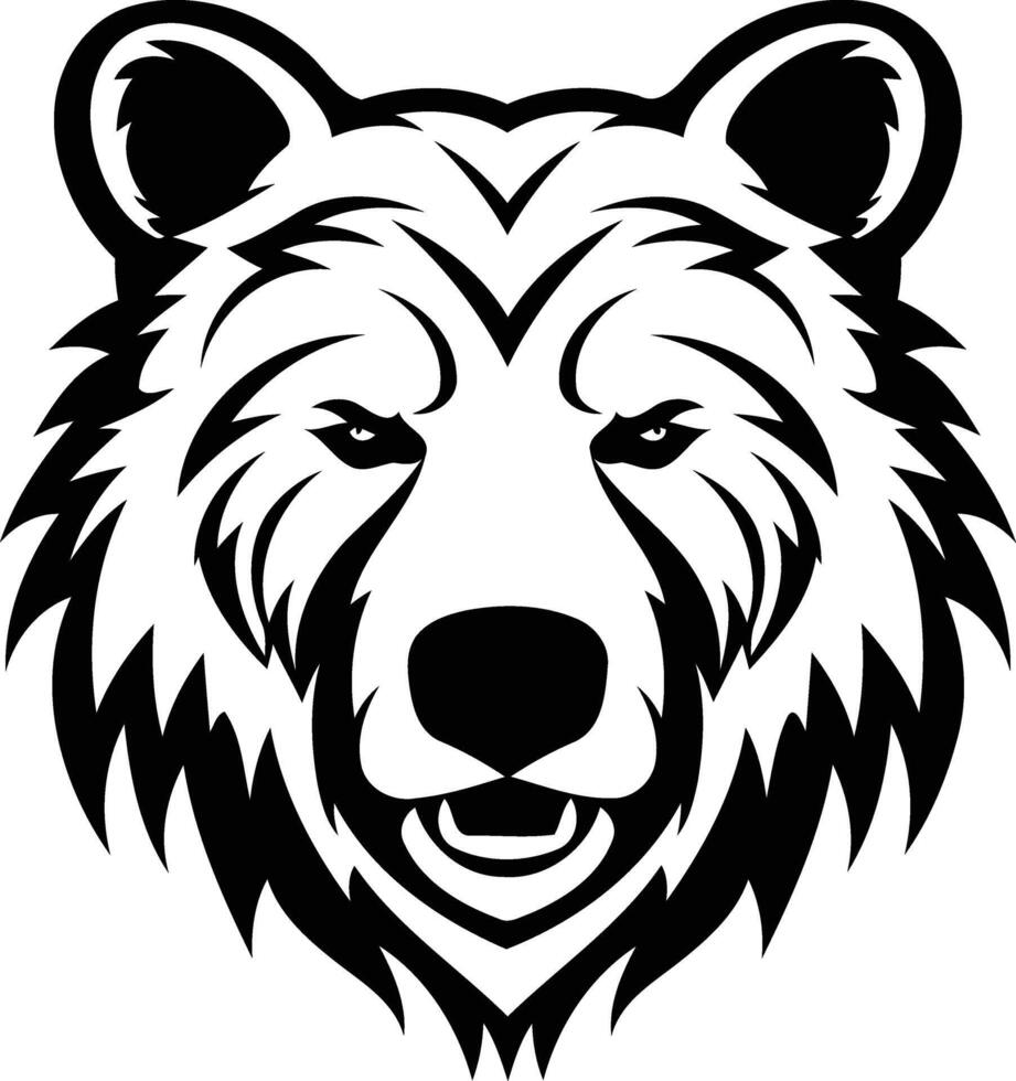 Bold, black and white bear head design, perfect for tattoos, branding, or illustrations vector