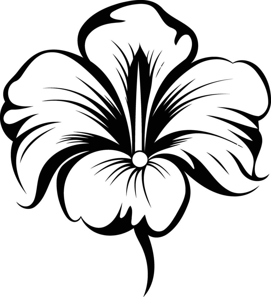 Simple black and white outline illustration of a hibiscus flower vector