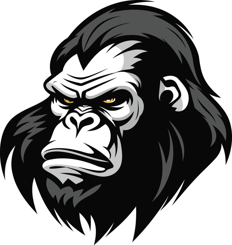 Powerful gorilla head illustration, perfect for sports teams, apparel, and branding projects vector