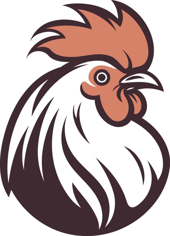 Bold rooster head logo design with a strong, determined expression vector