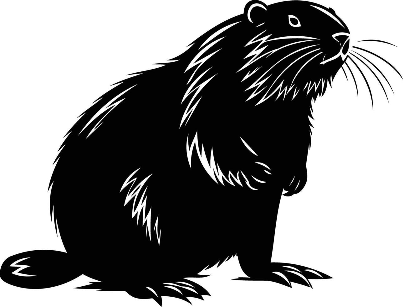 Black and White Illustration of a Groundhog vector