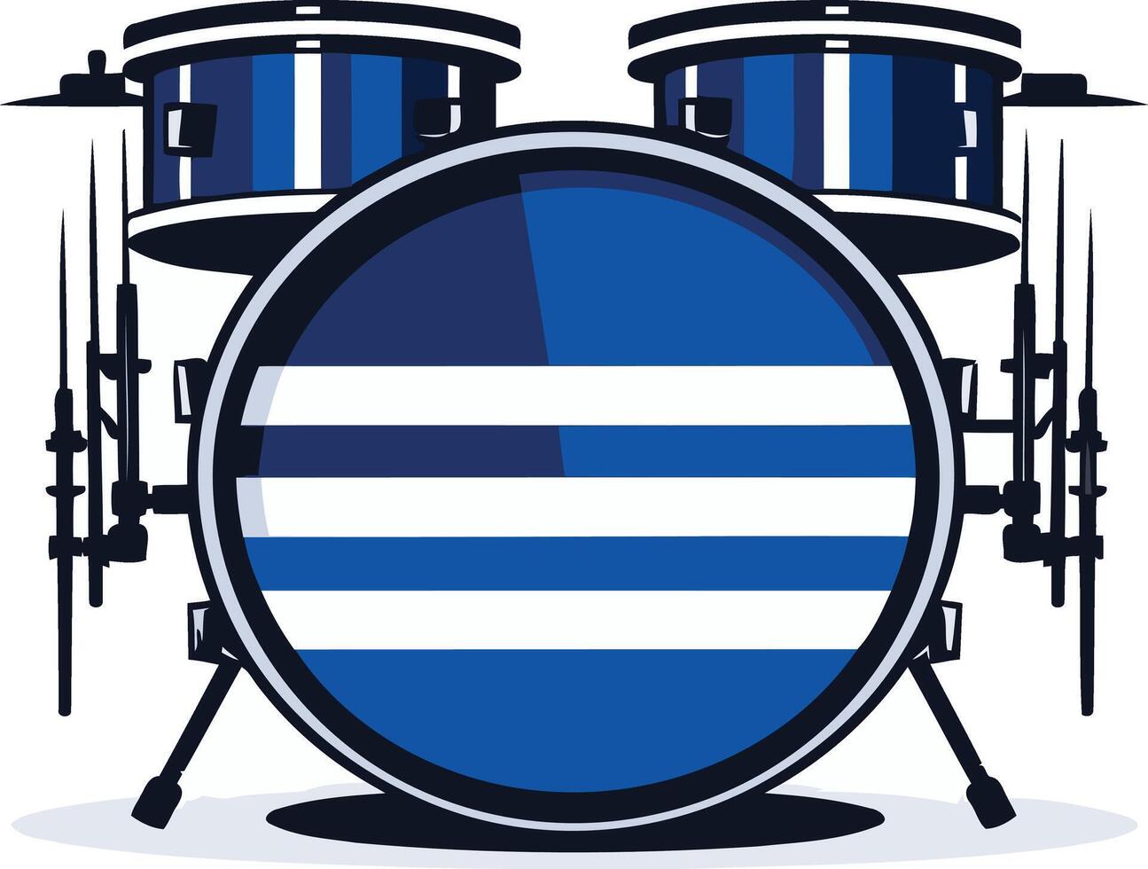 A drum set with the uruguayan flag on the bass drum, perfect for patriotic celebrations, music events, or sports games vector