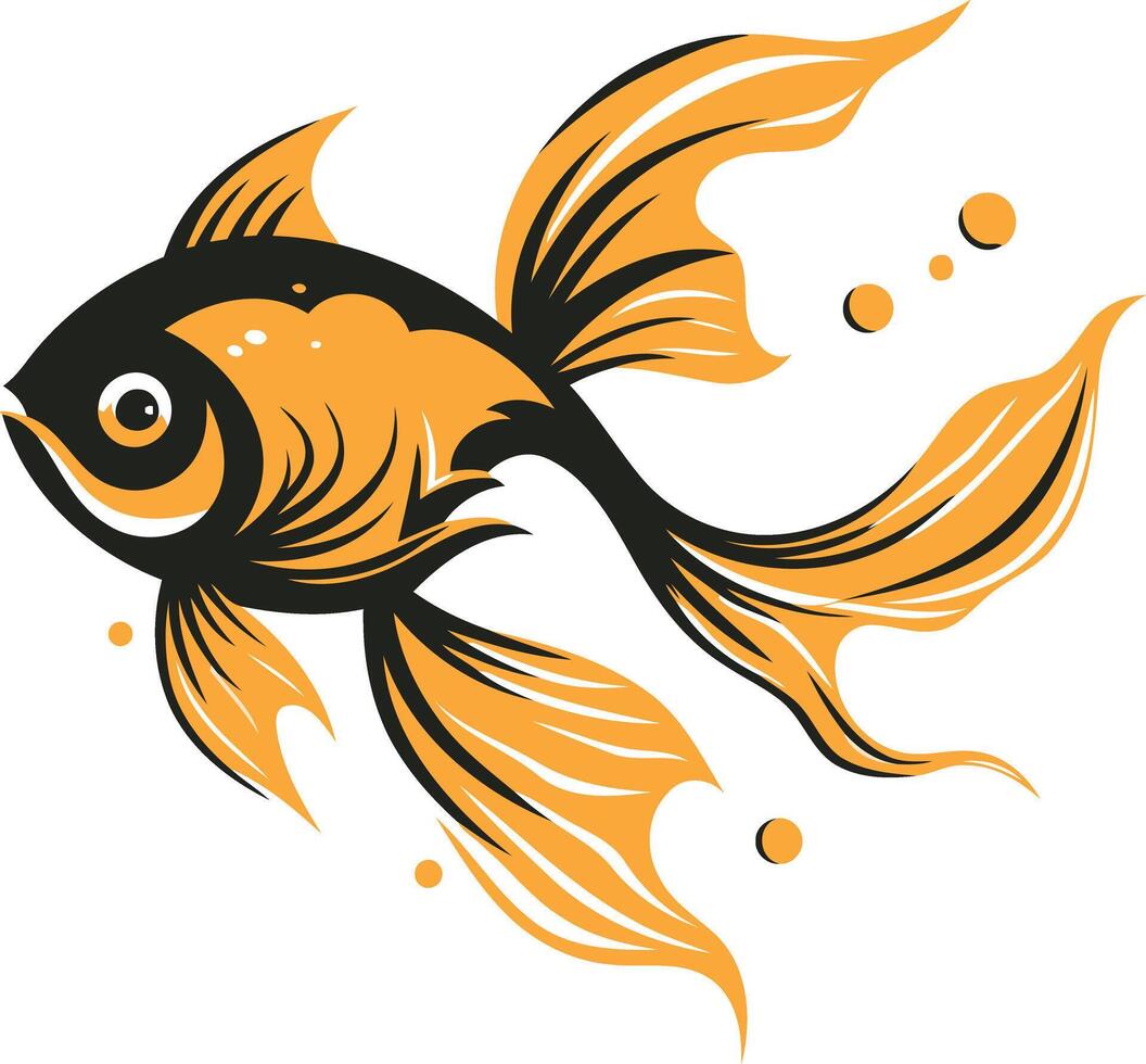 Stylized goldfish illustration in yellow and black, perfect for aquatic designs, logos, and branding vector