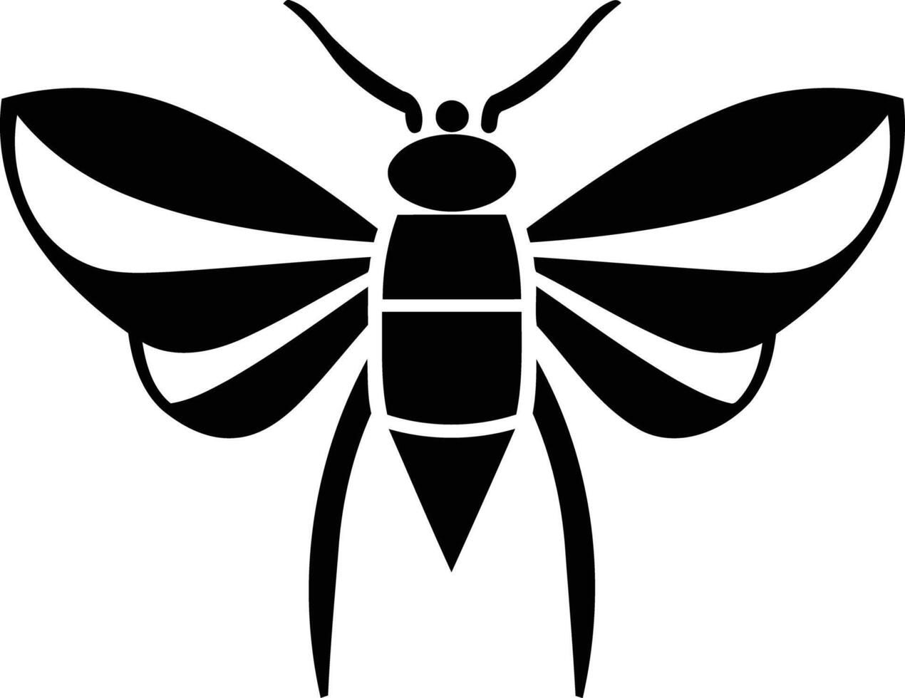 A simple, elegant black and white logo design featuring a stylized bee with geometric wings vector