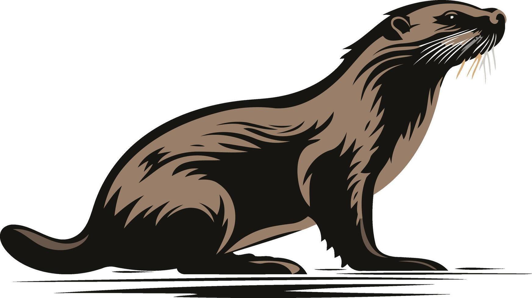 Illustration of a River Otter Sitting on a Bank vector
