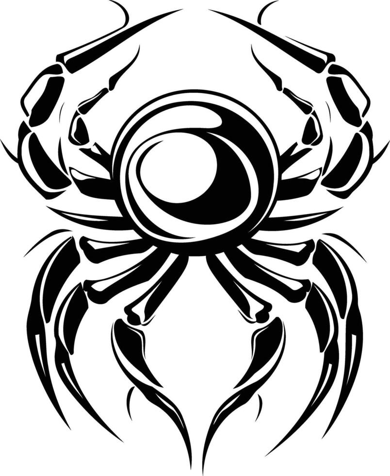 Black and white tribal spider tattoo design, perfect for web design, branding, or as a graphic element vector