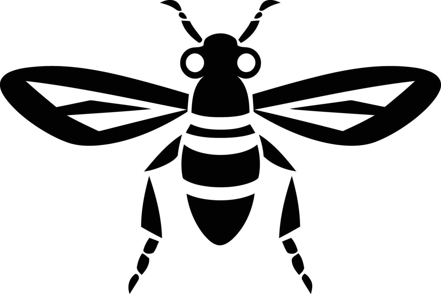 Simple, bold silhouette of a bee, perfect for logo design, branding, and illustrative purposes vector