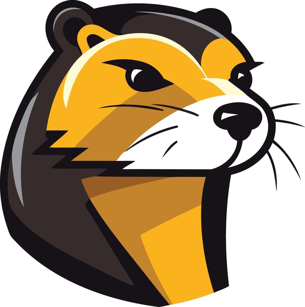 A bold, cartoonish illustration of an otter's head, perfect for mascot design, branding, or sports team logos vector