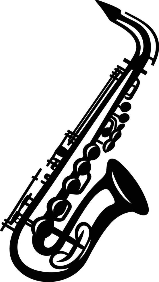 Simple black and white silhouette of a saxophone vector