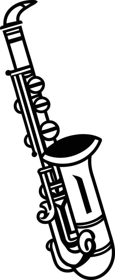 A simple, elegant line drawing of a saxophone, perfect for jazz music projects, musical event posters, or creating a vintage feel vector