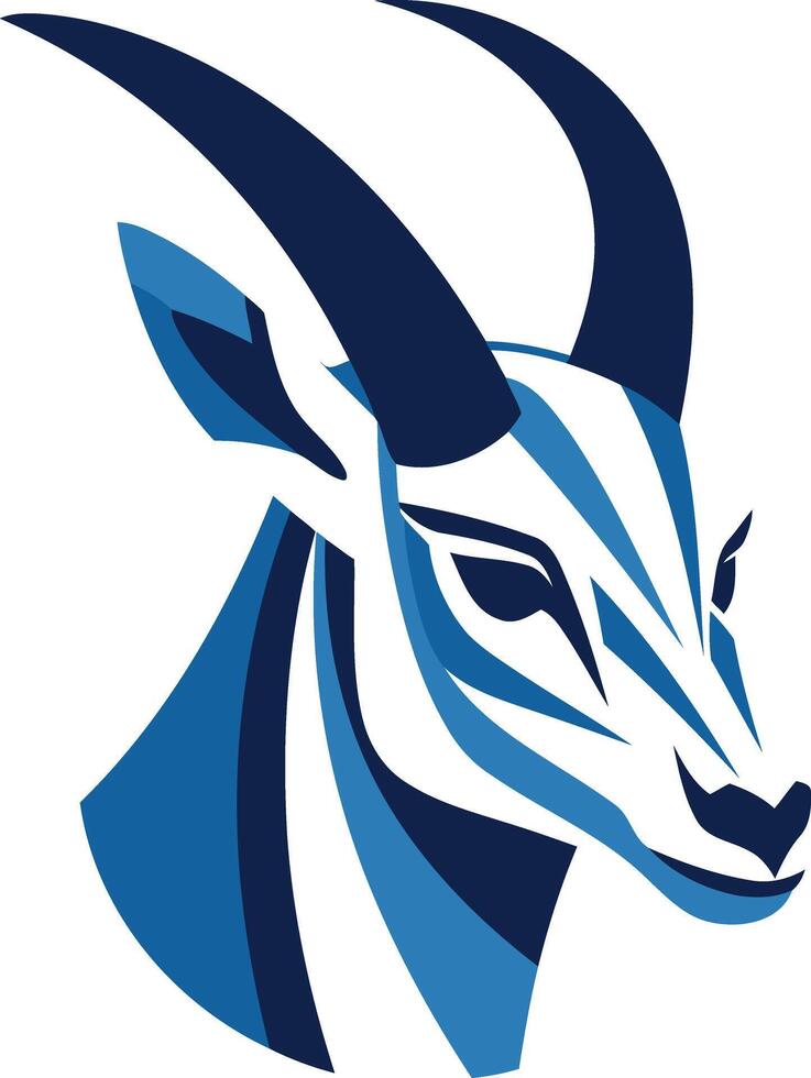 Bold and striking blue antelope logo design vector