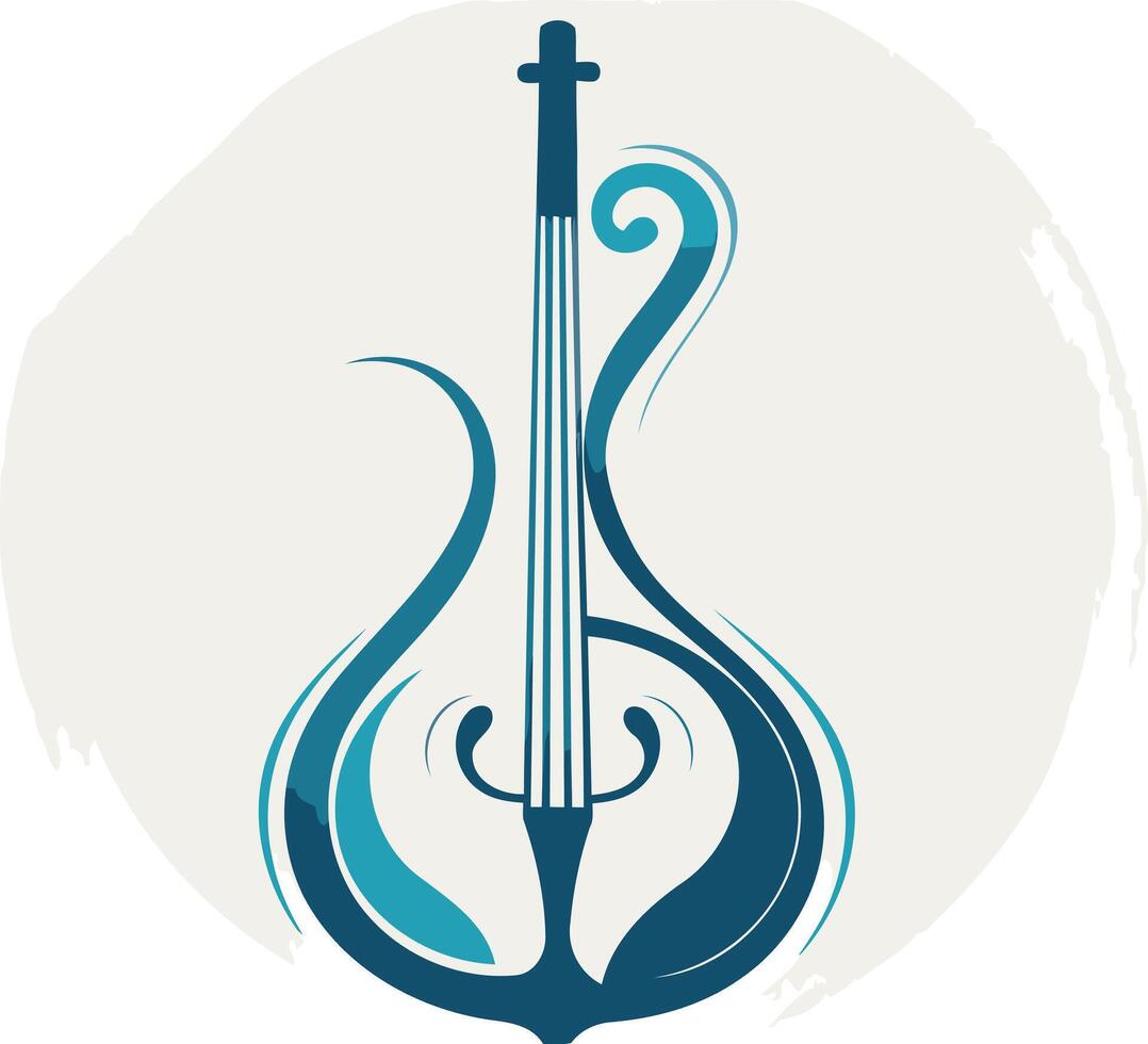 Abstract blue cello logo design with flowing lines, perfect for music schools, orchestras, or any creative business vector