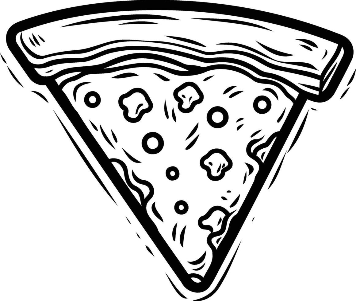 A hand drawn illustration of a single slice of pizza vector