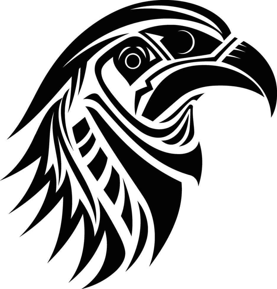 Tribal style eagle head tattoo design, perfect for graphic design projects, apparel printing, or tattoo inspiration vector