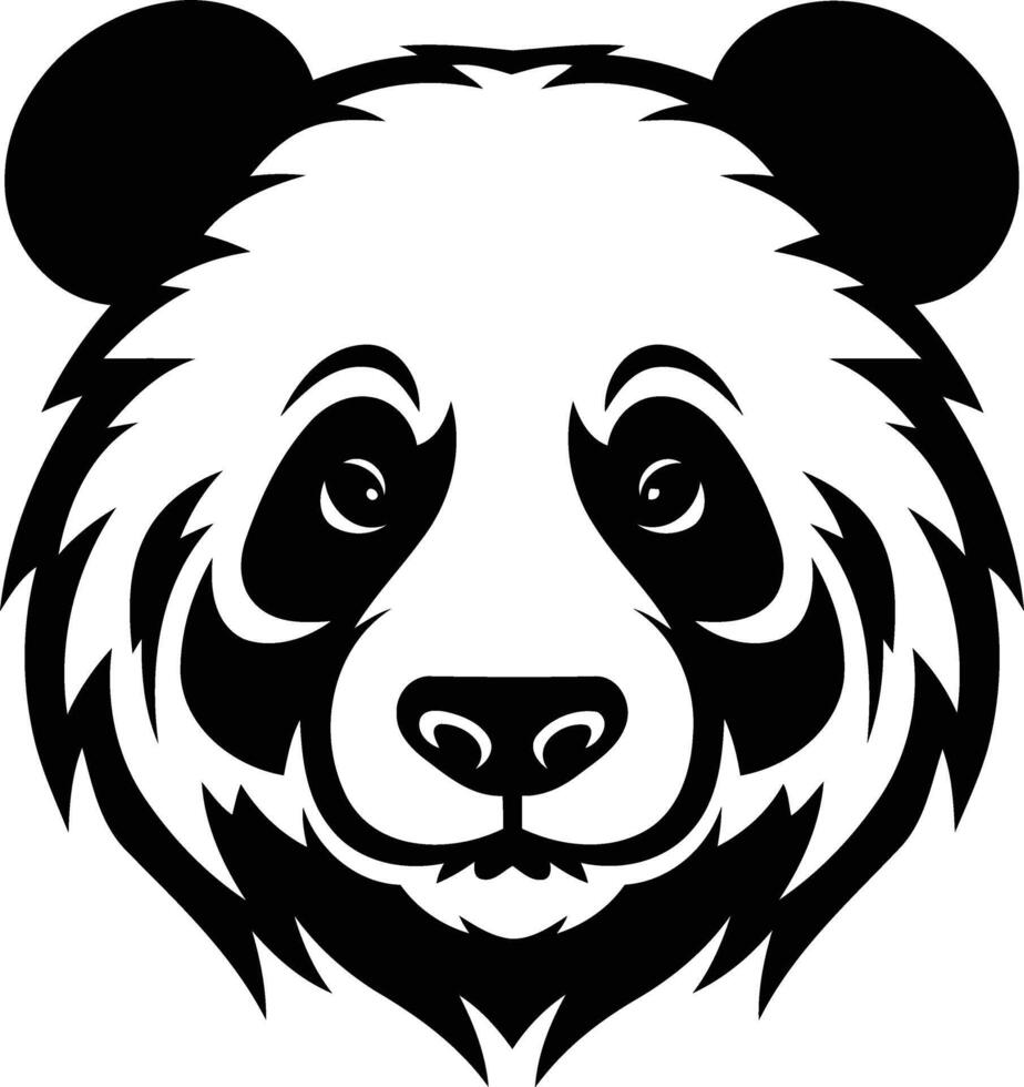 A striking black and white illustration of a panda bear's face, perfect for tattoos, apparel designs, and branding projects vector