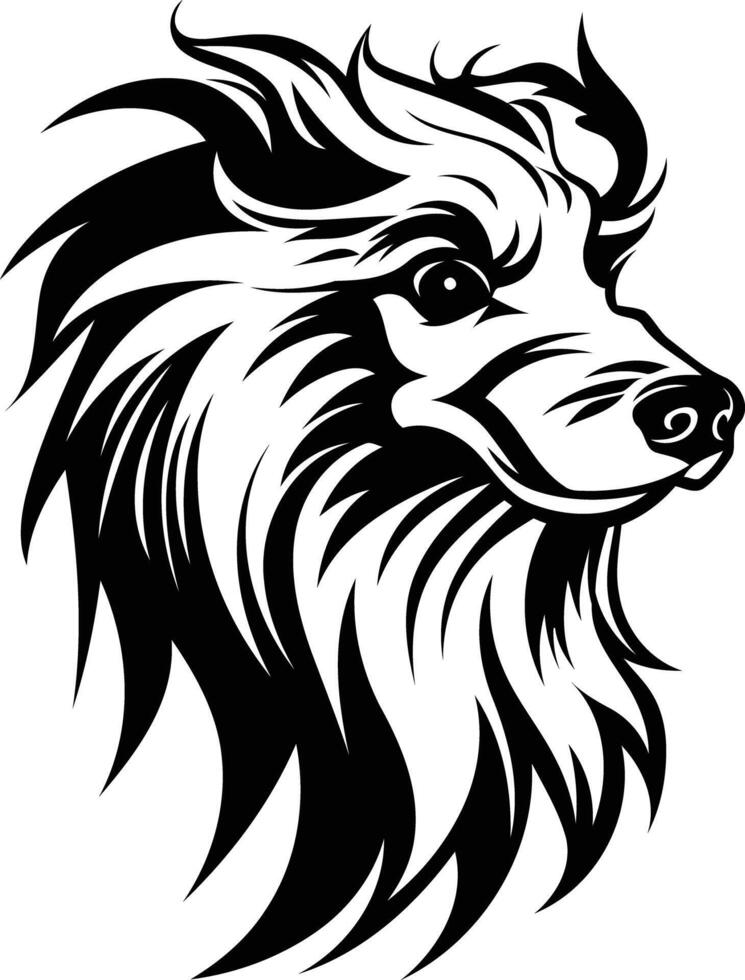 A fierce and stylish black and white silhouette of a dog's head vector