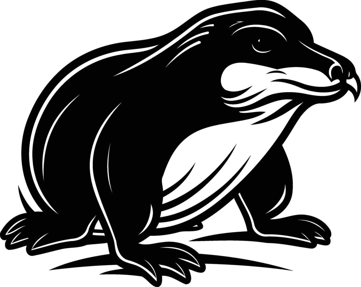Black and white illustration of a frog in a sitting pose vector