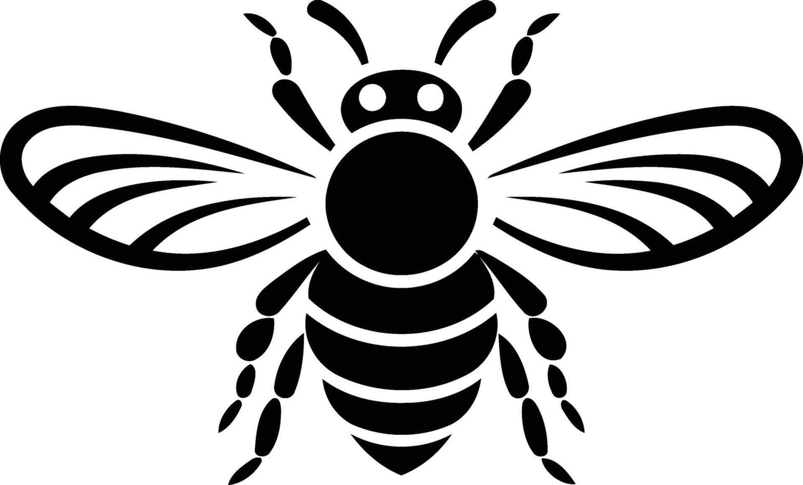 Stylized black and white bee illustration, perfect for branding, logos, and designs needing a nature inspired touch vector