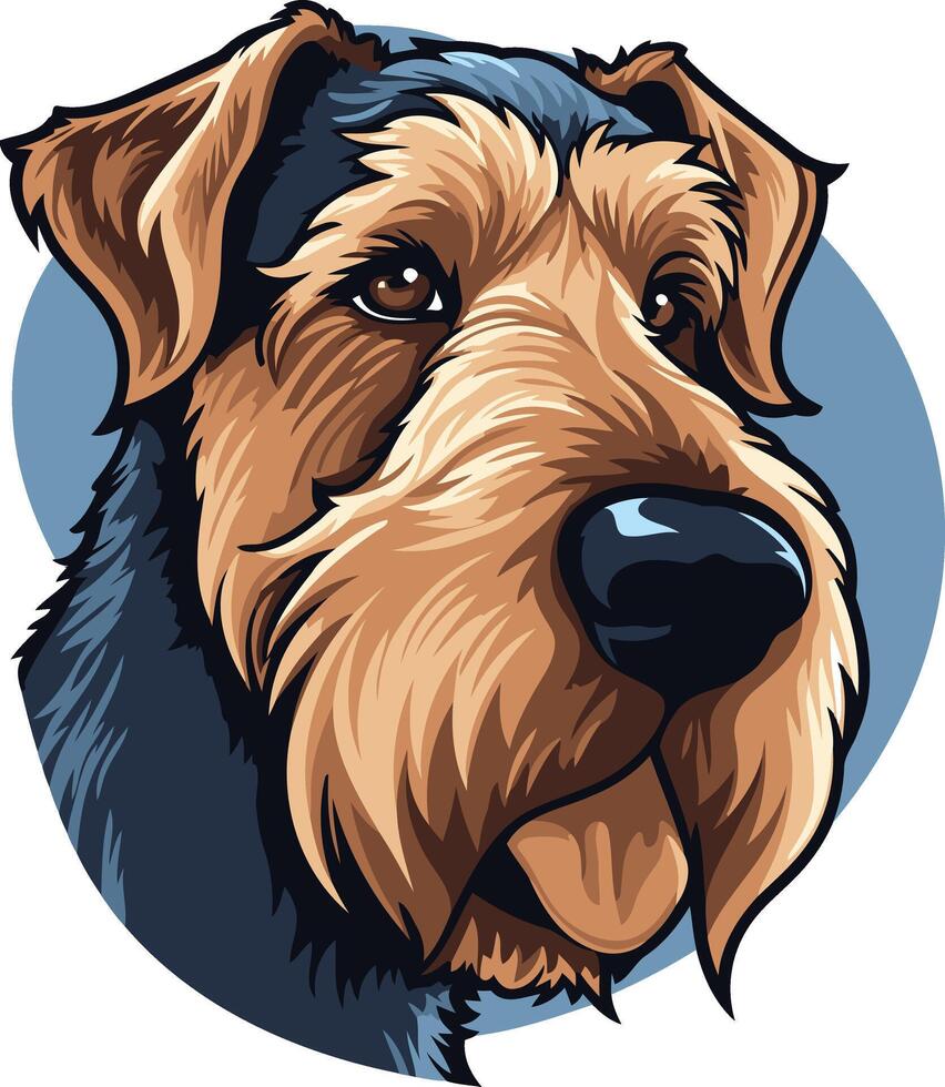 A playful and expressive illustration of an airedale terrier dog vector