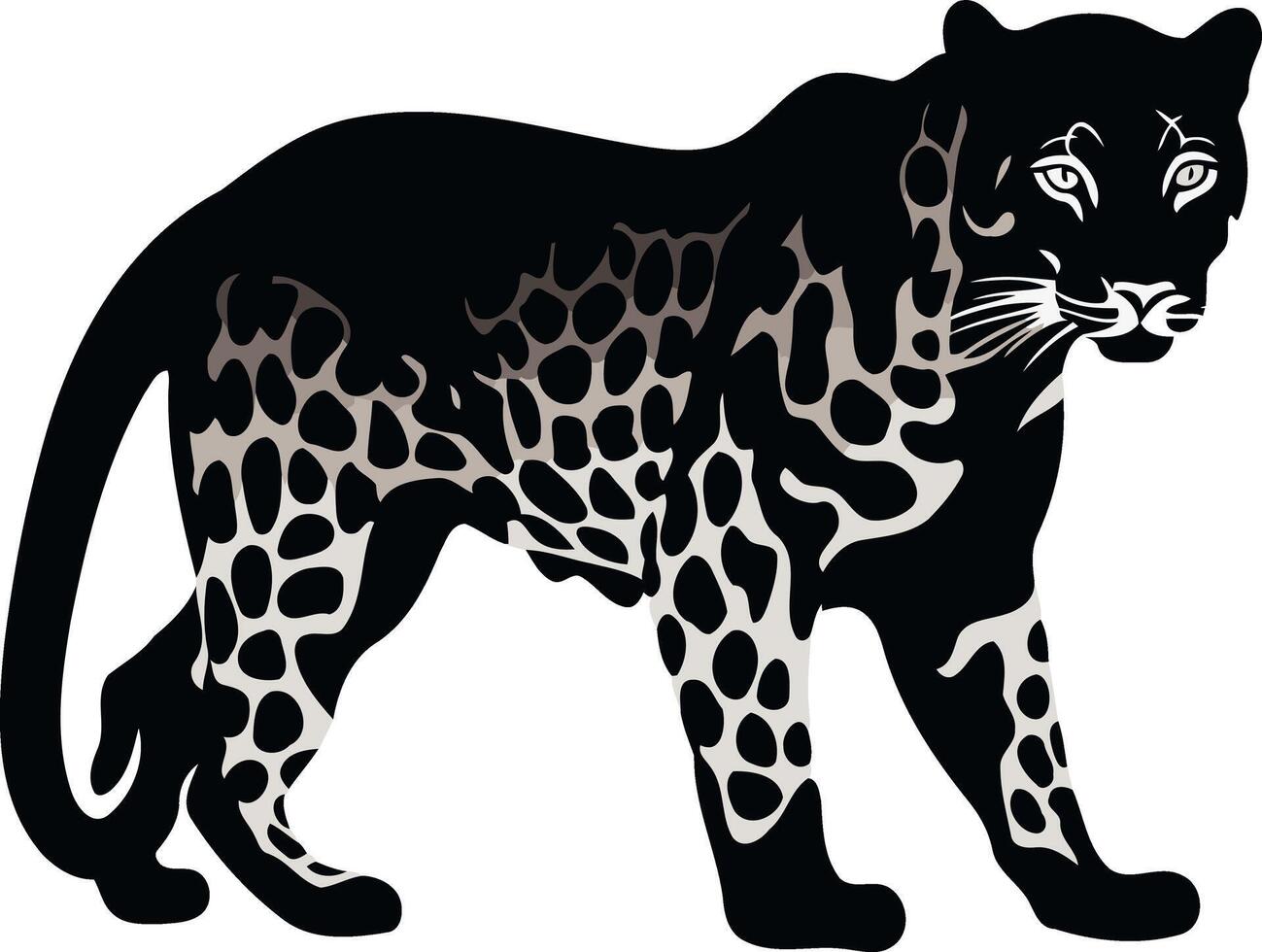 Black and White Leopard Silhouette vector