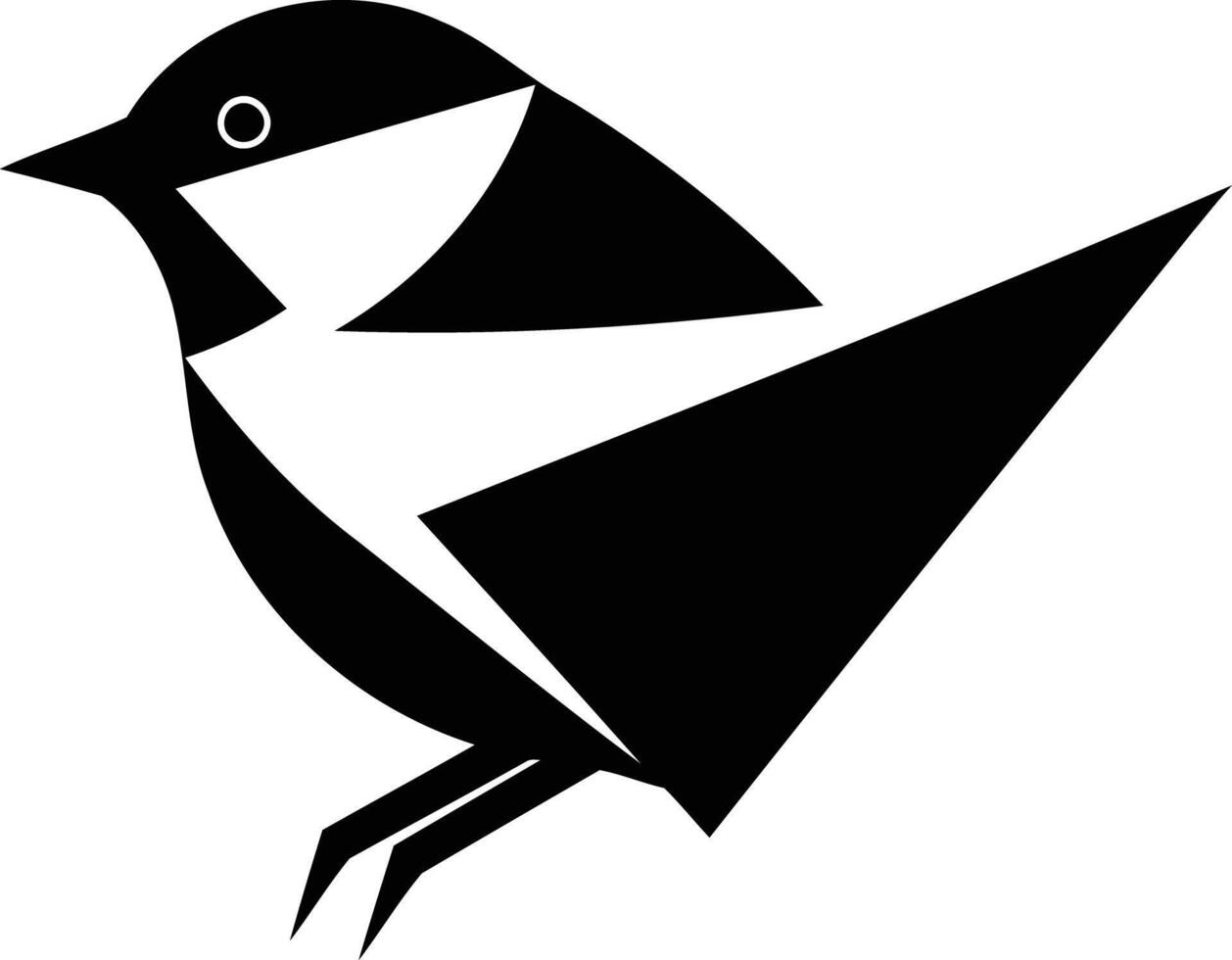 Simple black and white geometric bird silhouette vector