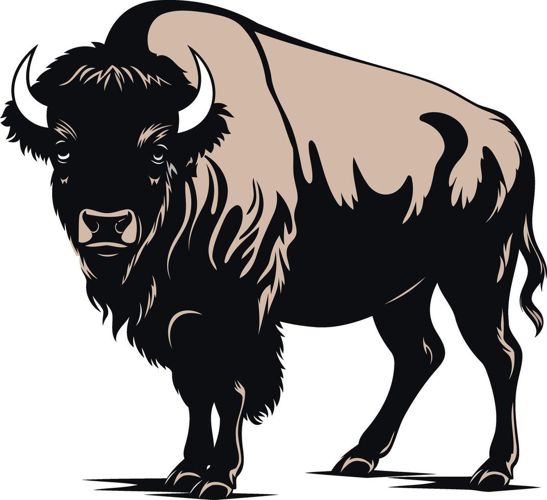 Black and White Bison Illustration vector