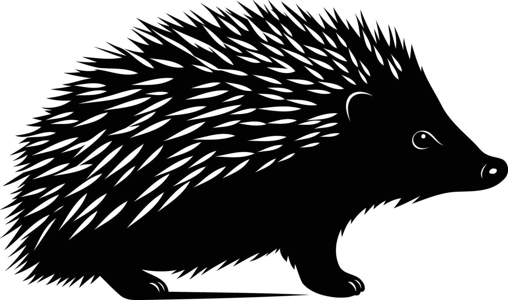 A simple yet striking black silhouette of a hedgehog, perfect for designs needing a touch of whimsy and nature vector